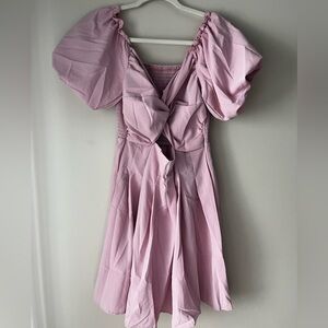 Smocked Back Puff Sleeve Mini Dress in Dusty Pink